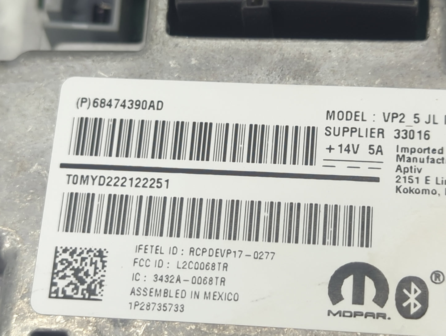 2021 Jeep Wrangler Radio AM FM Cd Player Receiver Replacement P/N:68474390AD L2C0068TR, 3432A-0068TR Fits OEM Used Auto Part
