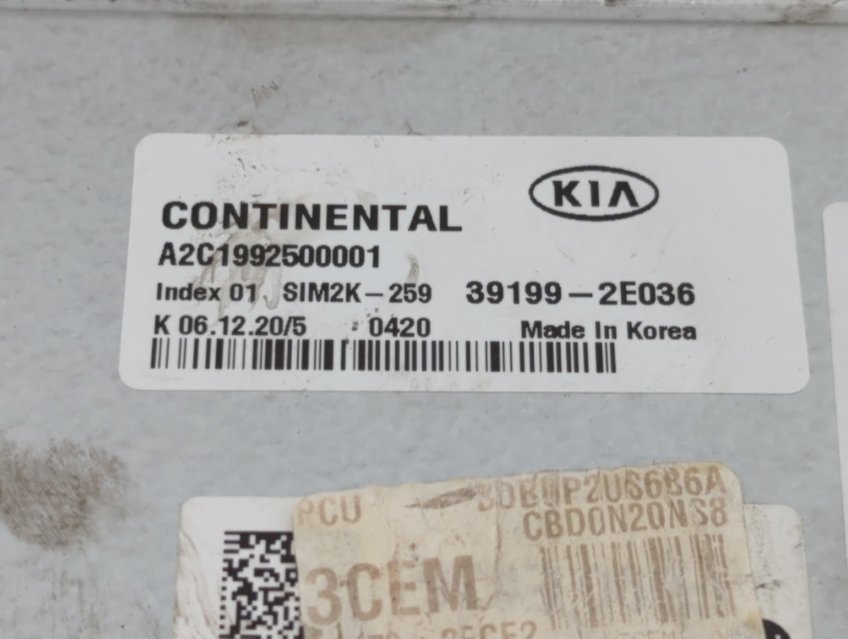 2021 Kia Forte PCM Engine Control Computer ECU ECM PCU OEM P/N:39199-2E036 OEM Used Auto Parts - Oemusedautoparts1.com