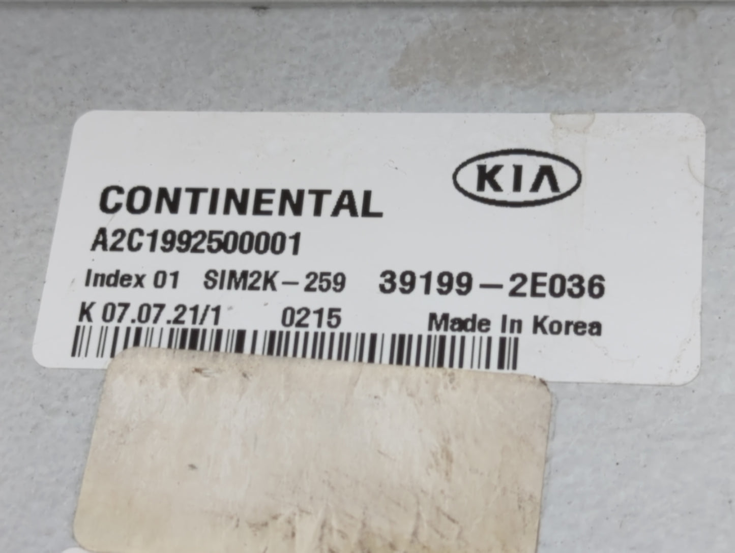2019-2021 Kia Forte PCM Engine Control Computer ECU ECM PCU OEM P/N:39199-2E036 Fits Fits 2019 2020 2021 OEM Used Auto Parts