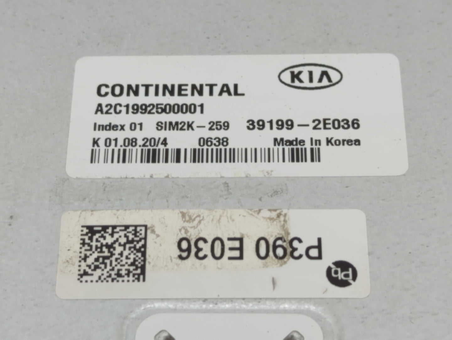 2019-2021 Kia Forte PCM Engine Control Computer ECU ECM PCU OEM P/N:39199-2E036 Fits Fits 2019 2020 2021 OEM Used Auto Parts