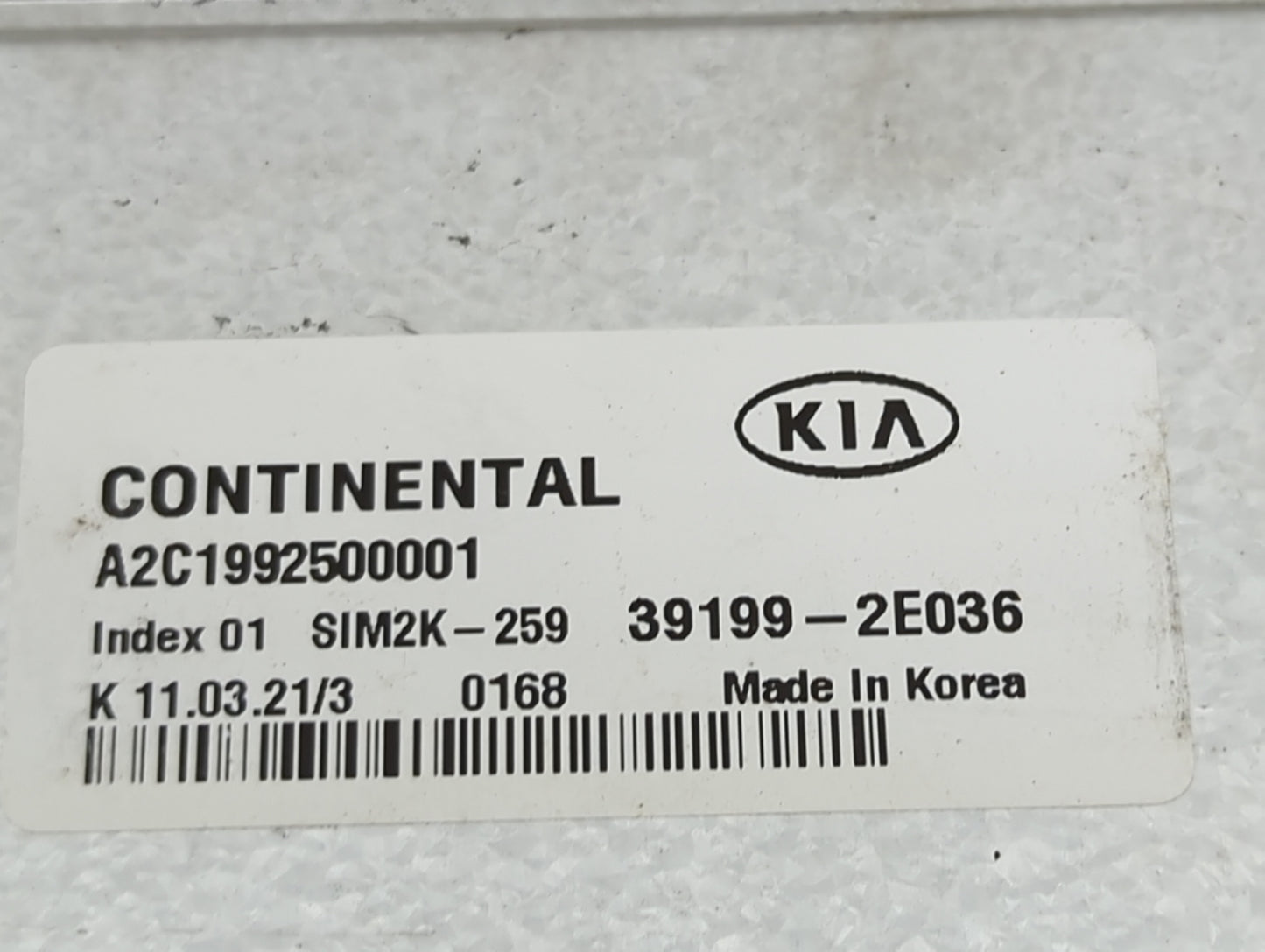 2020-2021 Kia Forte PCM Engine Control Computer ECU ECM PCU OEM P/N:39199-2E036 A2C1992500001, SIM2K-259 Fits Fits 2020 2021