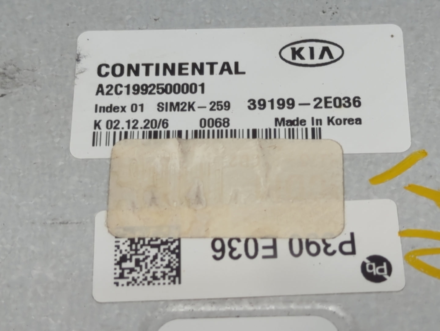2020-2021 Kia Forte PCM Engine Control Computer ECU ECM PCU OEM P/N:39199-2E036 A2C1992500001, SIM2K-259 Fits Fits 2020 2021