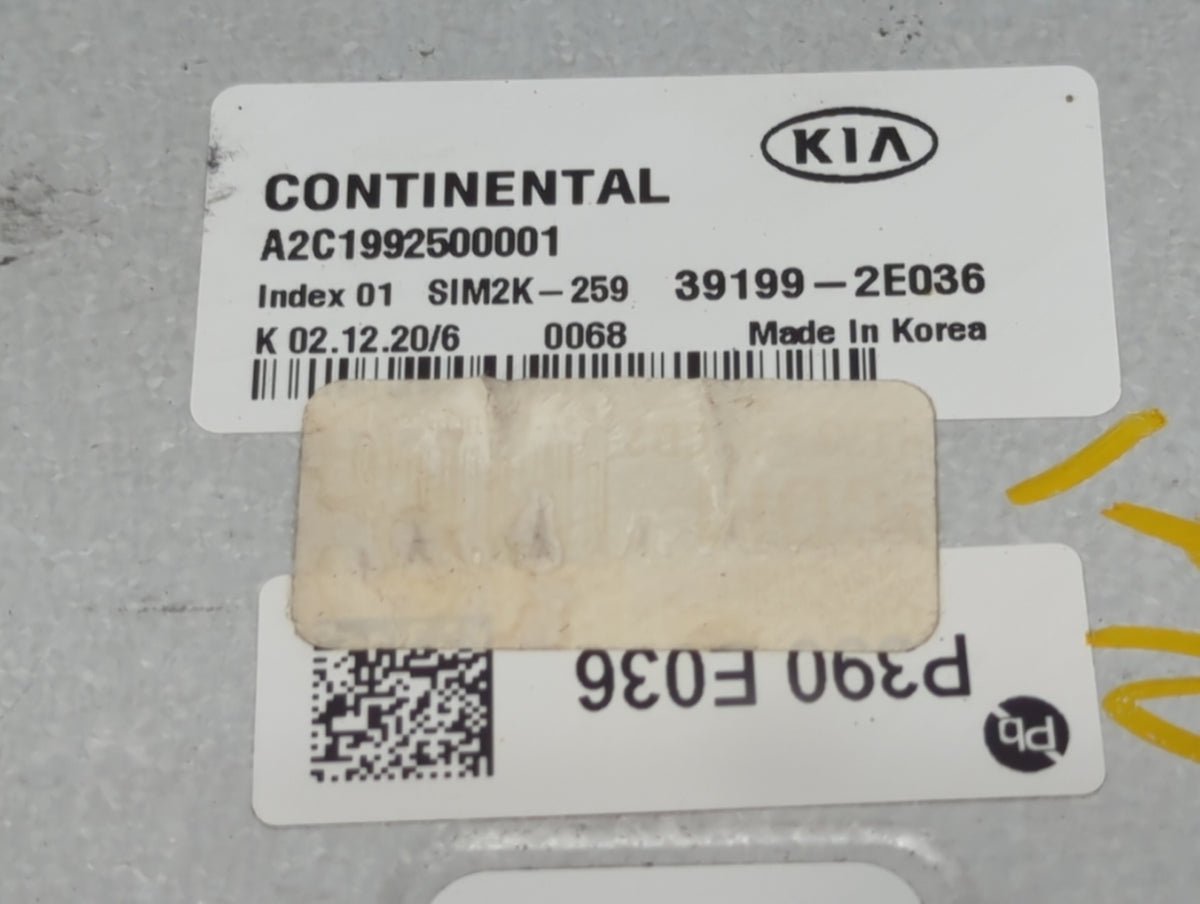 2020-2021 Kia Forte PCM Engine Control Computer ECU ECM PCU OEM P/N:39199-2E036 A2C1992500001, SIM2K-259 Fits 2020 2021 OEM 