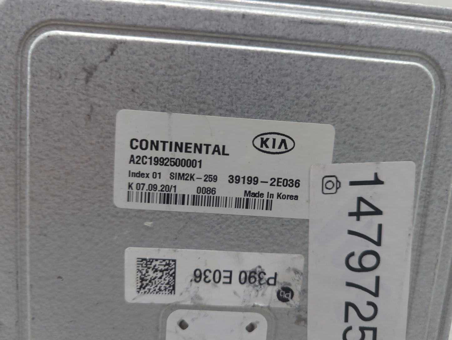 2019-2021 Kia Forte PCM Engine Control Computer ECU ECM PCU OEM P/N:A2C1992500001 39199-2E036, SIM2K-259 Fits Fits 2019 2020