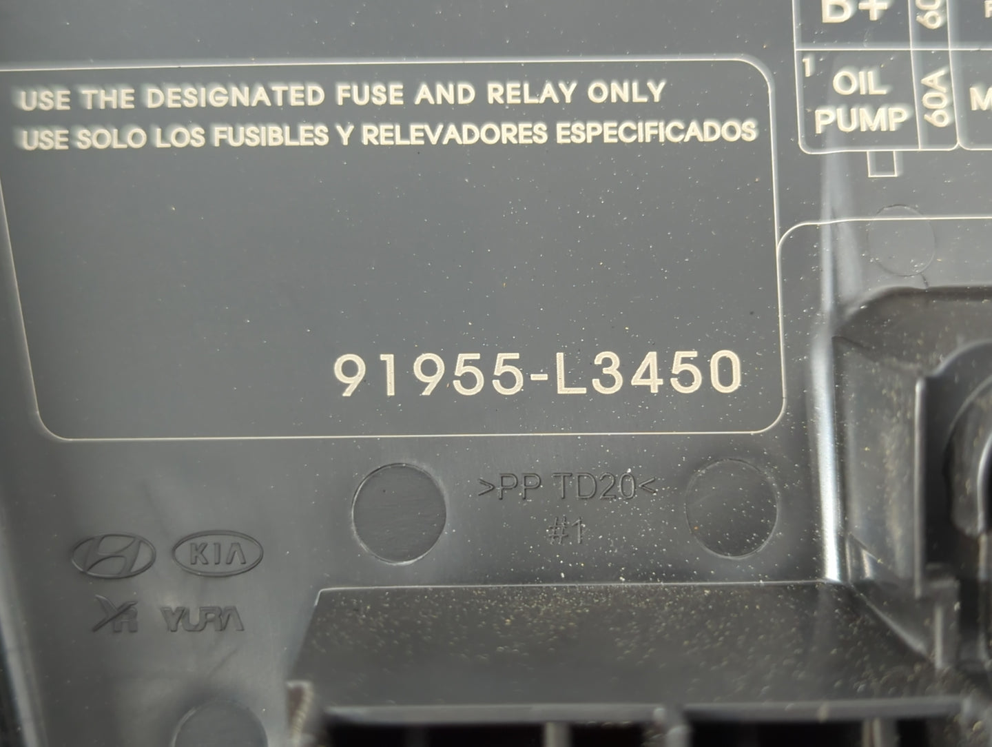 2021 Kia K5 Fusebox Fuse Box Panel Relay Module P/N:91955-L3450 Fits OEM Used Auto Parts - Oemusedautoparts1.com