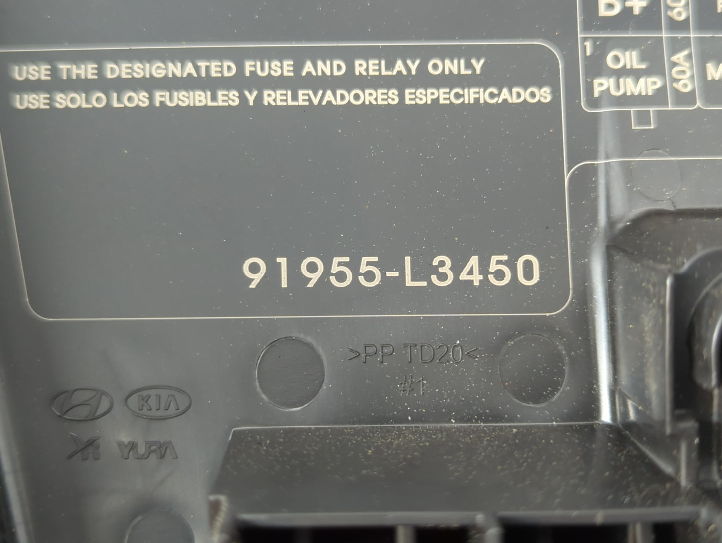 2021 Kia K5 Fusebox Fuse Box Panel Relay Module P/N:91955-L3450 Fits OEM Used Auto Parts - Oemusedautoparts1.com