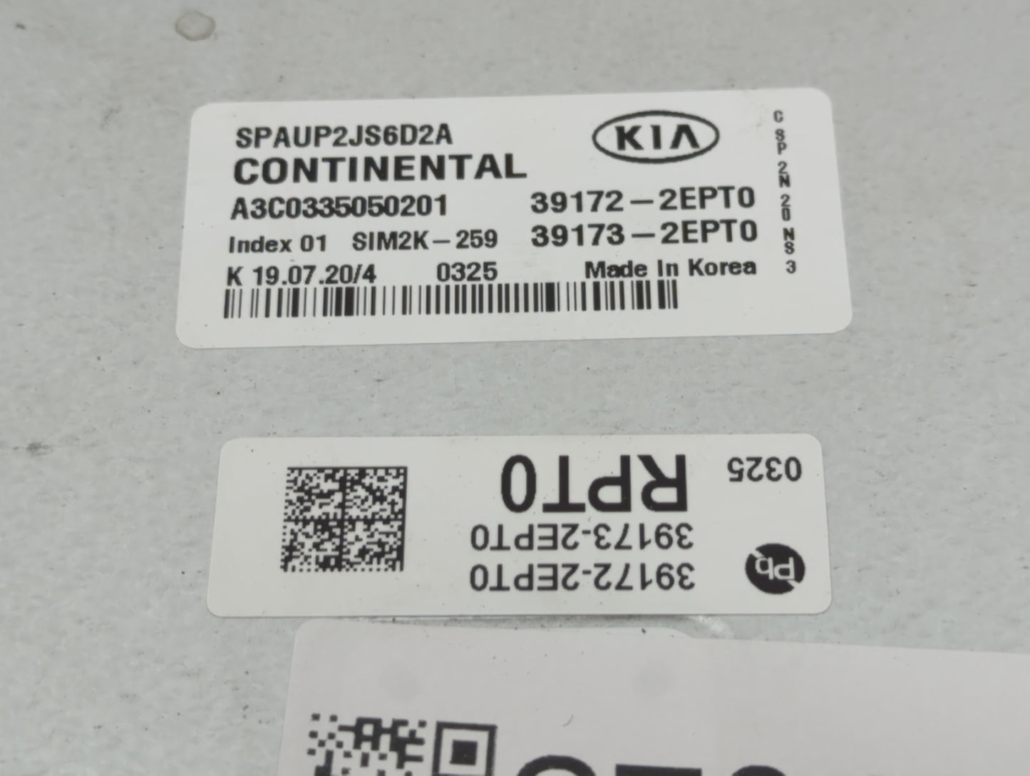 2021 Kia Seltos PCM Engine Control Computer ECU ECM PCU OEM P/N:39173-2EPT0 39172-2EPT0 Fits OEM Used Auto Parts - Oemusedau