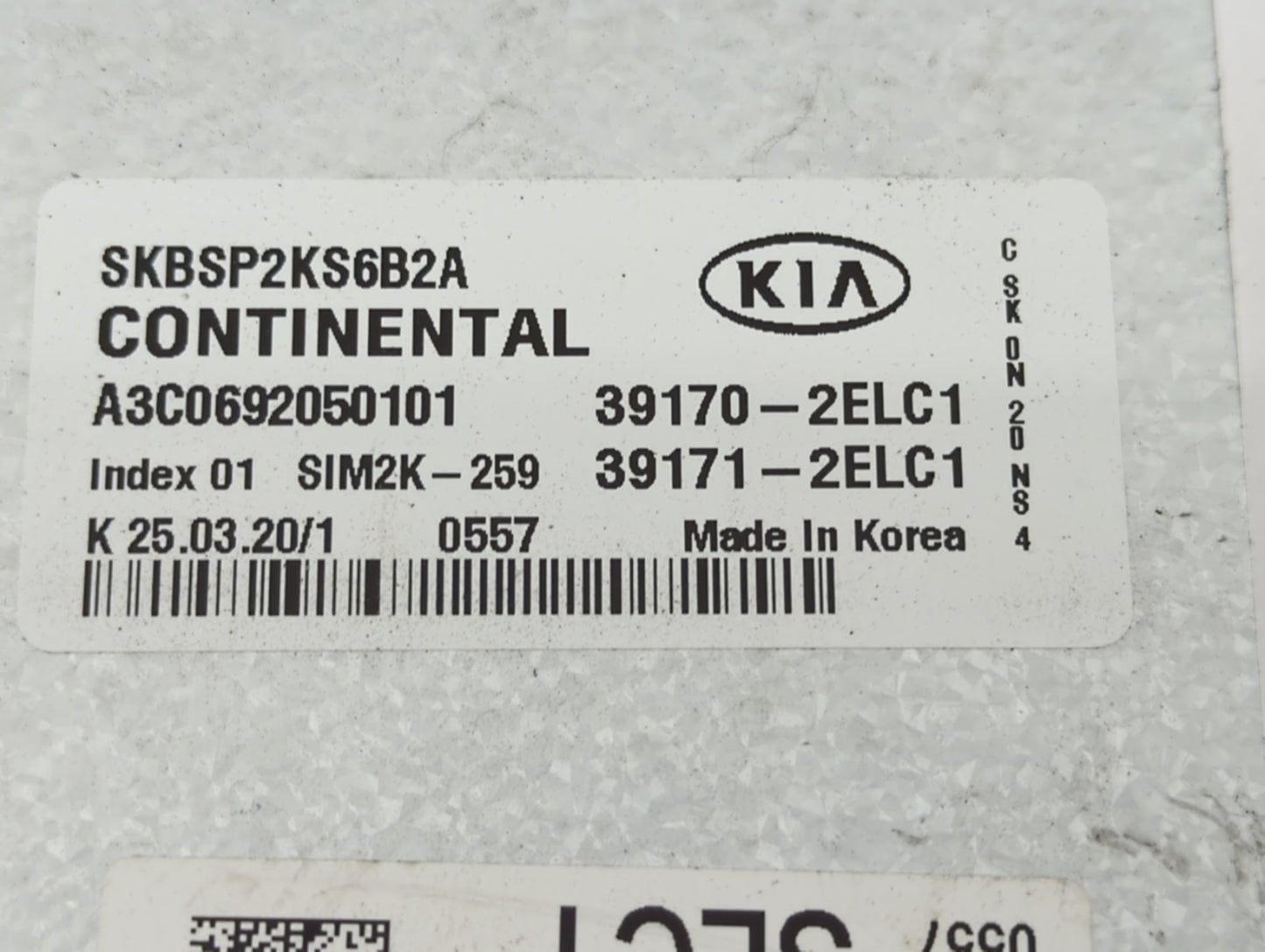 2020-2021 Kia Soul PCM Engine Control Computer ECU ECM PCU OEM P/N:39171-2ELC1 39170-2ELC1 Fits Fits 2020 2021 OEM Used Auto