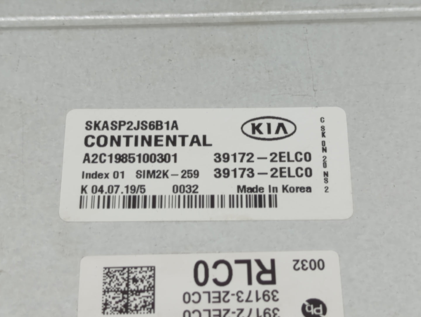2021 Kia Soul PCM Engine Control Computer ECU ECM PCU OEM P/N:39172-2ELC0 Fits OEM Used Auto Parts - Oemusedautoparts1.com