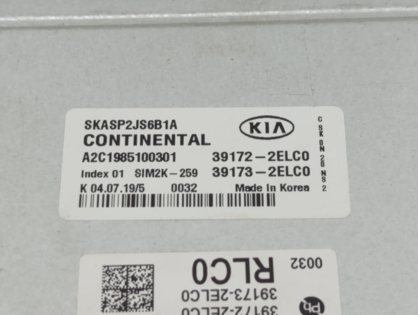 2021 Kia Soul PCM Engine Control Computer ECU ECM PCU OEM P/N:39172-2ELC0 Fits OEM Used Auto Parts - Oemusedautoparts1.com