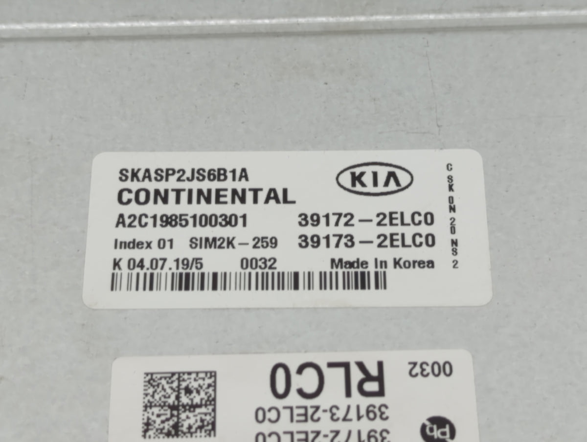 2021 Kia Soul PCM Engine Control Computer ECU ECM PCU OEM P/N:39172-2ELC0 OEM Used Auto Parts - Oemusedautoparts1.com