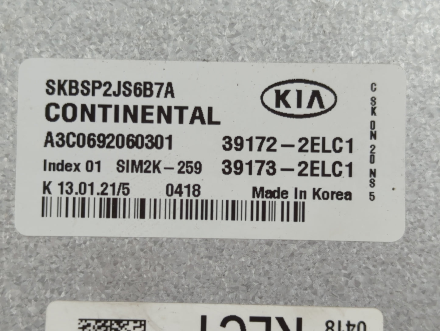 2020-2021 Kia Soul PCM Engine Control Computer ECU ECM PCU OEM P/N:39173-2ELC1 39172-2ELC1 Fits Fits 2020 2021 OEM Used Auto