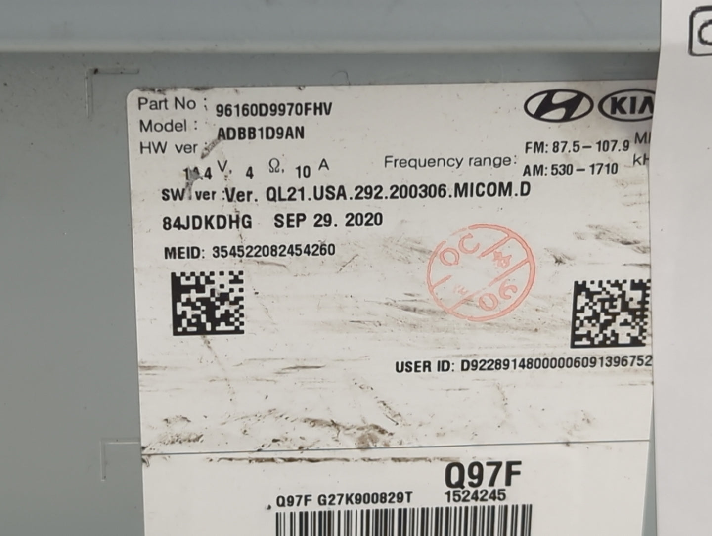 2021 Kia Sportage Information Display Screen - Oemusedautoparts1.com