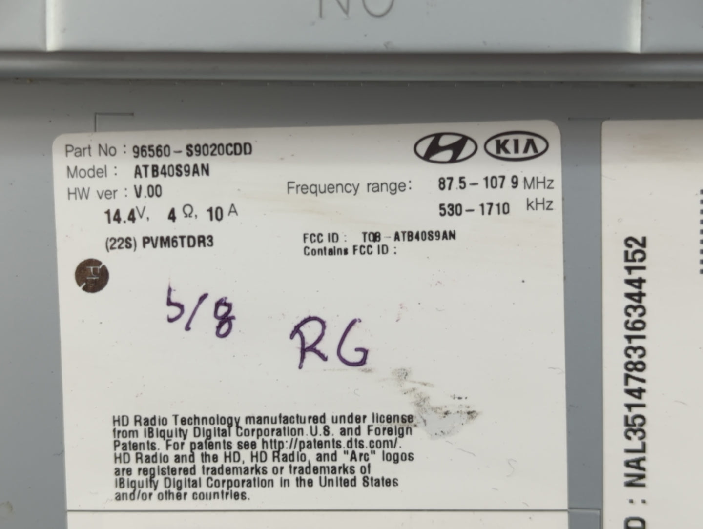 2020-2022 Kia Telluride Radio AM FM Cd Player Receiver Replacement P/N:96560-S9020CDD ATB40S9AN Fits Fits 2020 2021 2022 OEM