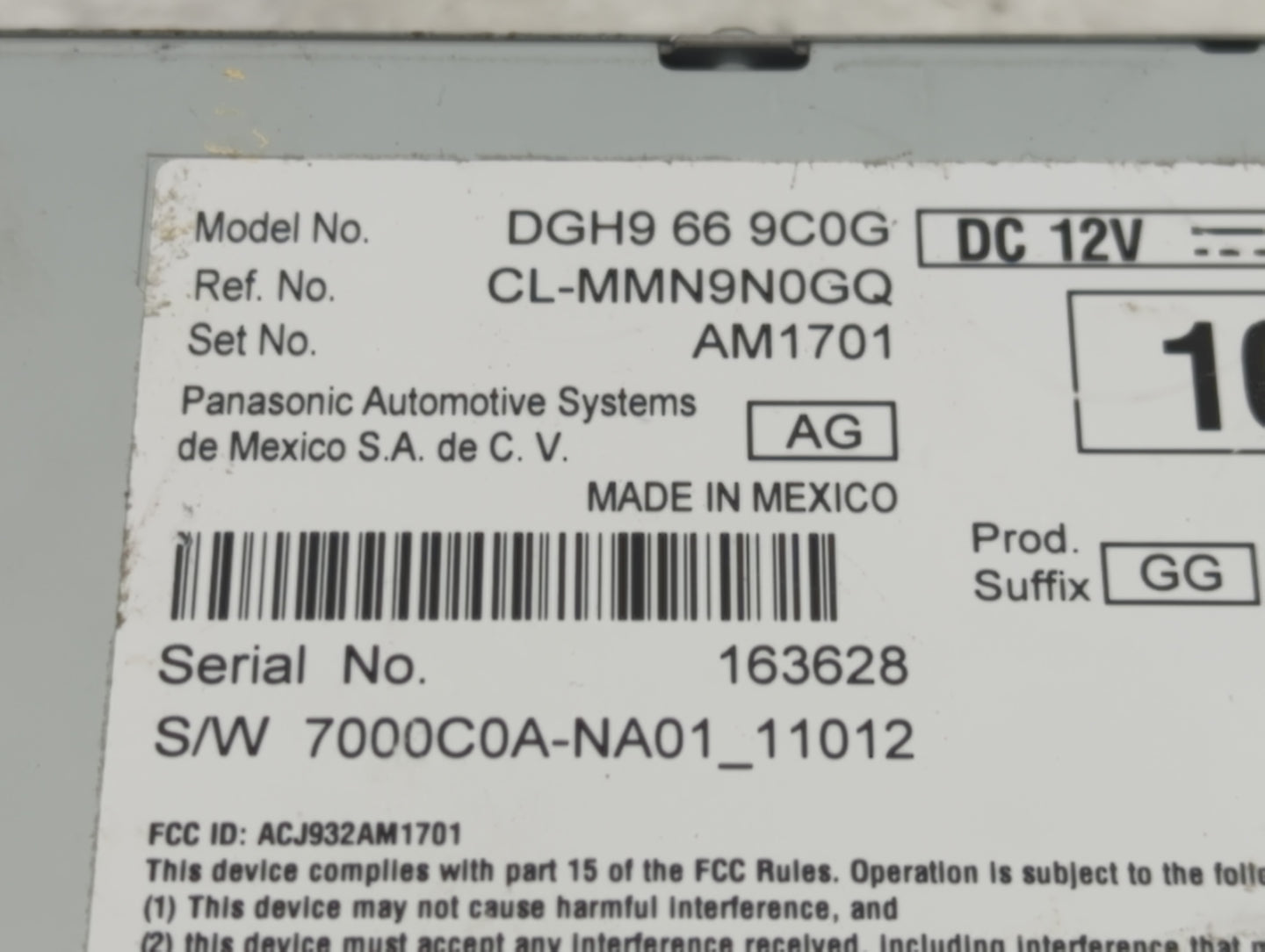 2020-2022 Mazda Cx-30 Radio AM FM Cd Player Receiver Replacement P/N:DGH9 66 9C0G Fits Fits 2020 2021 2022 OEM Used Auto Par