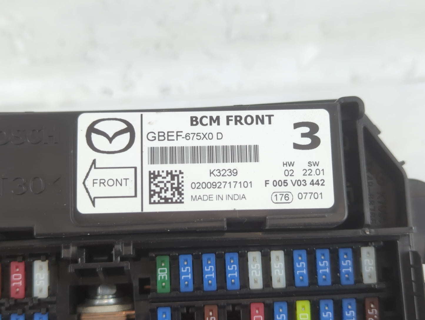 2016-2022 Mazda Cx-9 Fusebox Fuse Box Panel Relay Module P/N:F 005 V03 442 GBEF-675X0 D Fits OEM Used Auto Parts - Oemusedau