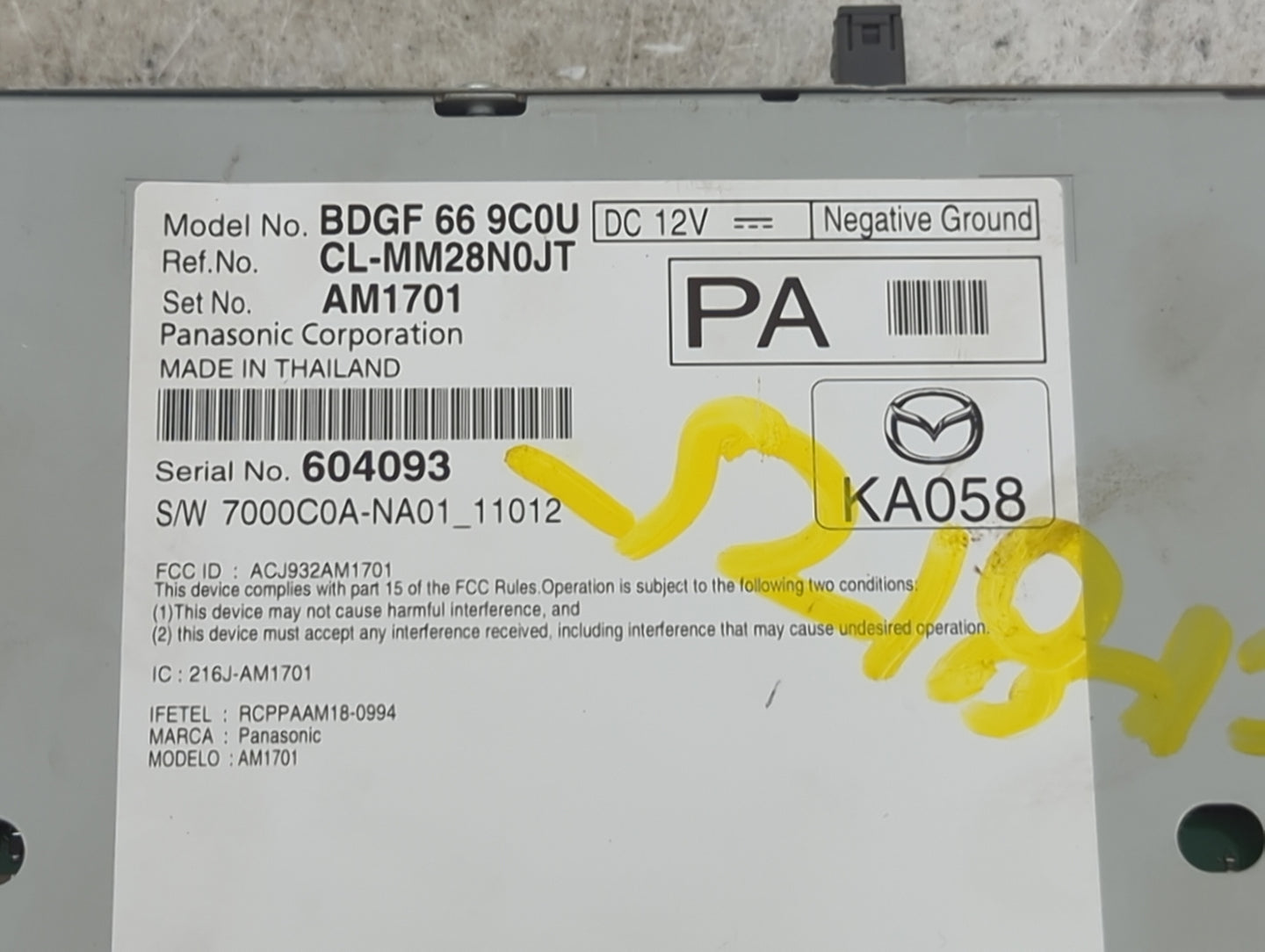 2021 Mazda Mazda 3 Radio AM FM Cd Player Receiver Replacement P/N:BDGF669C0U CL-MM28N0JT, AM1701, ACJ932AM1701 Fits Fits 201