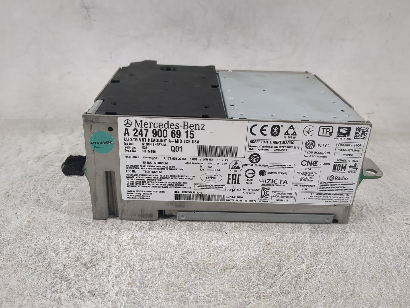 2021 Mercedes-Benz Glb250 Radio AM FM Cd Player Receiver Replacement P/N:A2479006915 A1779013703, 6436A-NTG6NEM Fits OEM Use