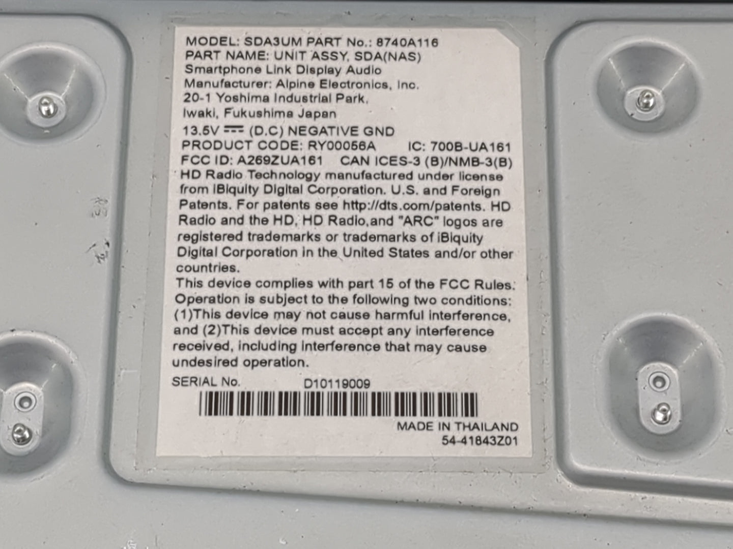 2021 Mitsubishi Mirage Radio AM FM Cd Player Receiver Replacement P/N:8740A116 SDA3UM, RY00056A, A269ZUA161, 700B-UA161 Fits