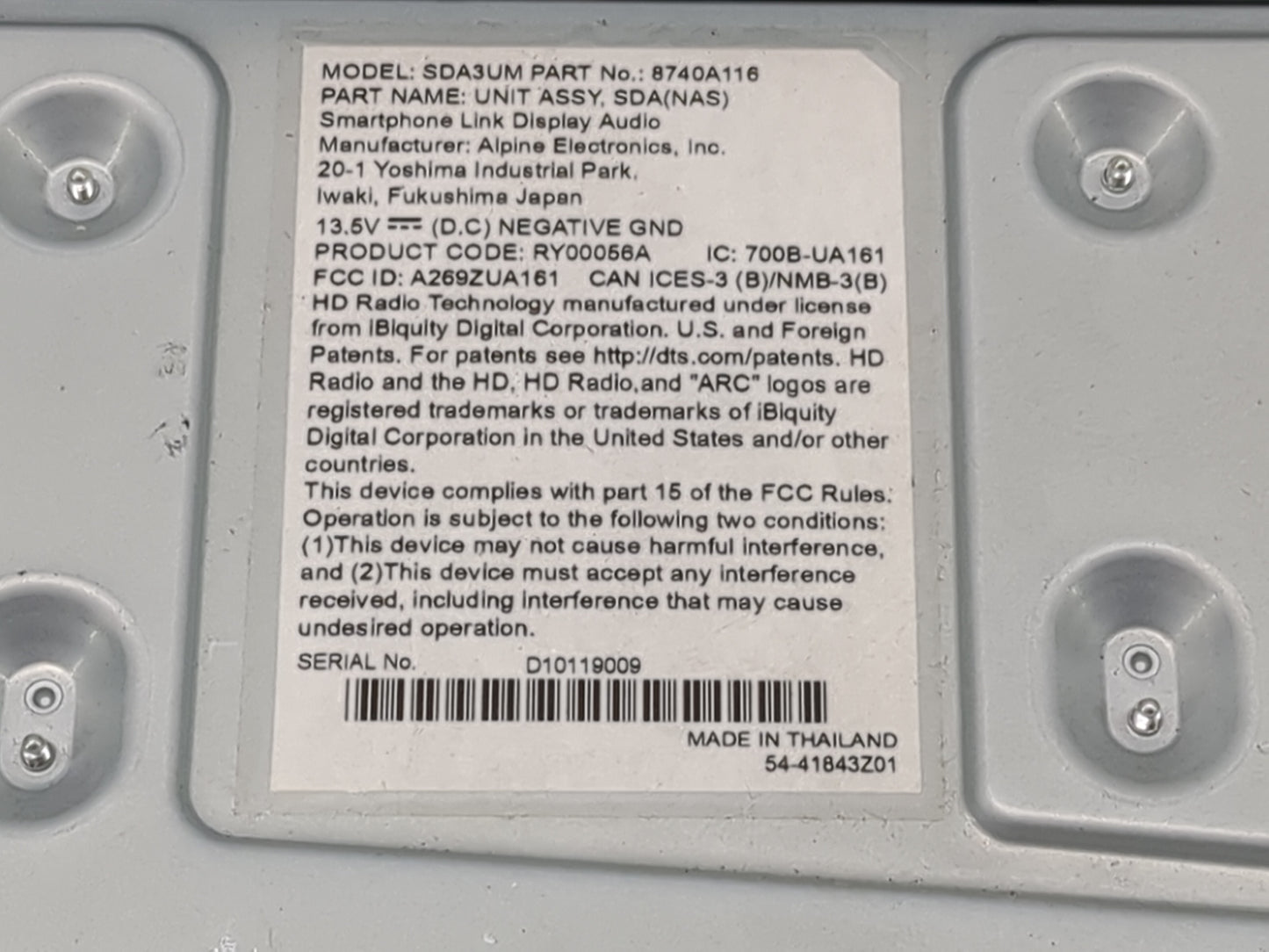 2021 Mitsubishi Mirage Radio AM FM Cd Player Receiver Replacement P/N:8740A116 SDA3UM, RY00056A, A269ZUA161, 700B-UA161 Fits