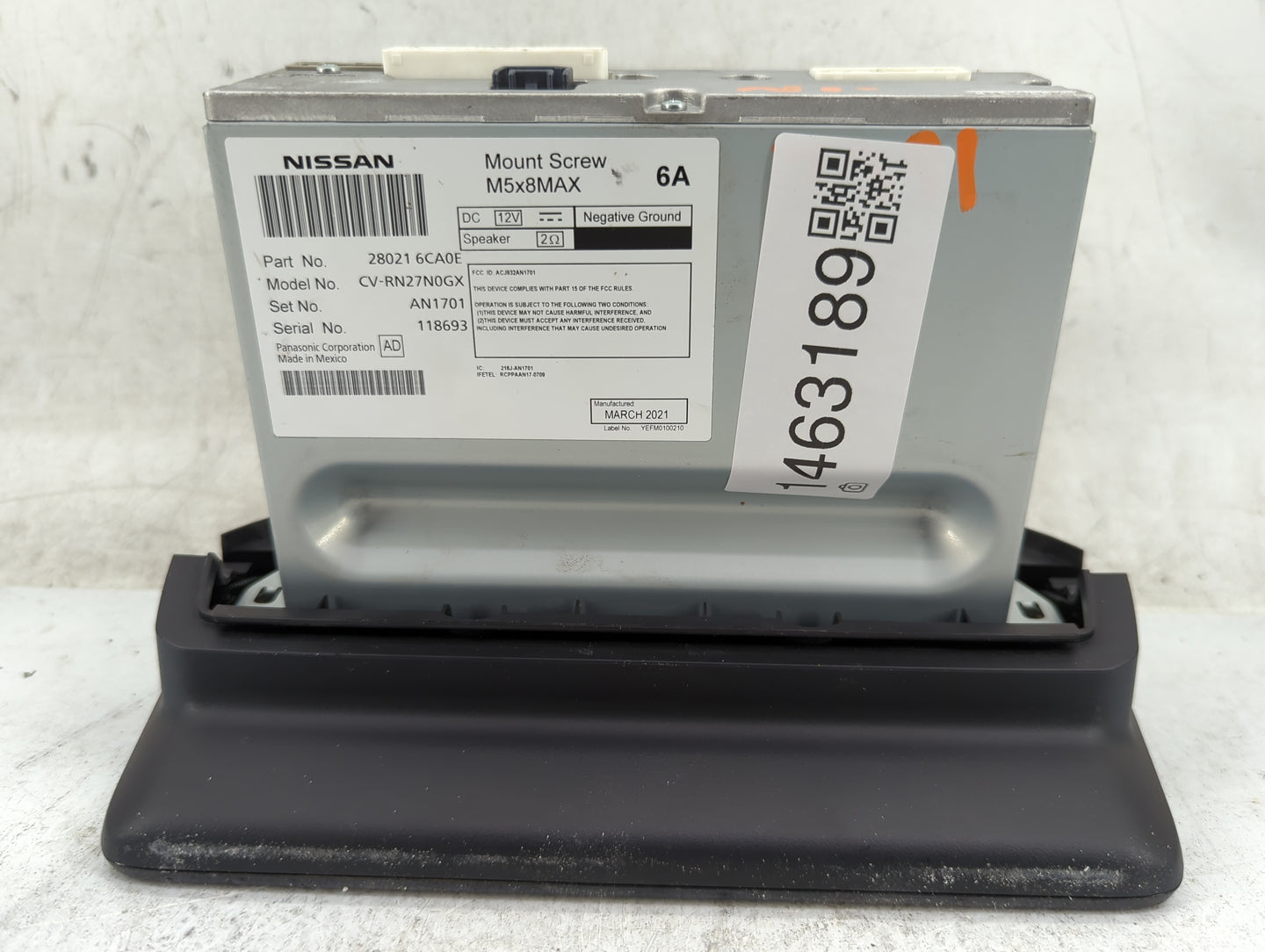 2021 Nissan Altima Radio AM FM Cd Player Receiver Replacement P/N:280216CA0E CV-RN27N0GX, AN1701, ACJ932AN1701, 216J-AN1701 