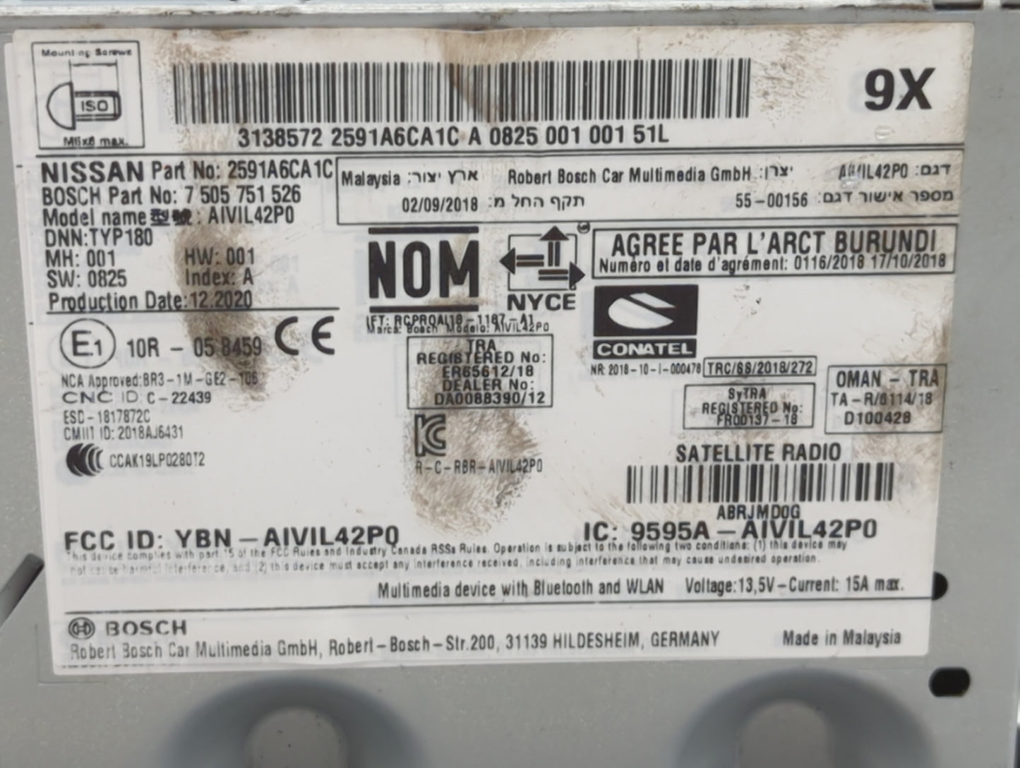 2021 Nissan Altima Radio AM FM Cd Player Receiver Replacement P/N:7 505 751 526 Fits OEM Used Auto Parts - Oemusedautoparts1