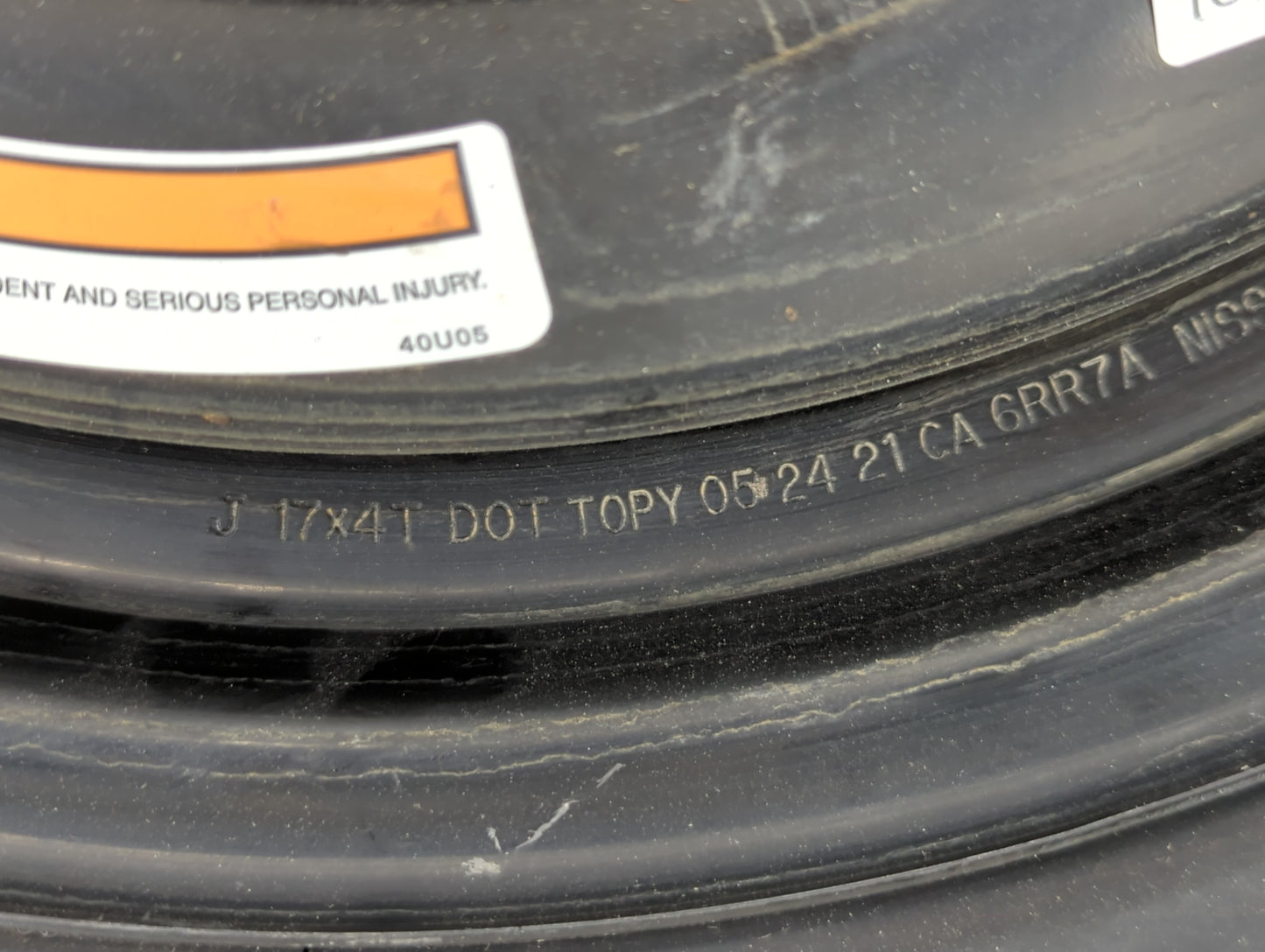 2021-2022 Nissan Rogue Spare Donut Tire Wheel Rim Oem - Oemusedautoparts1.com