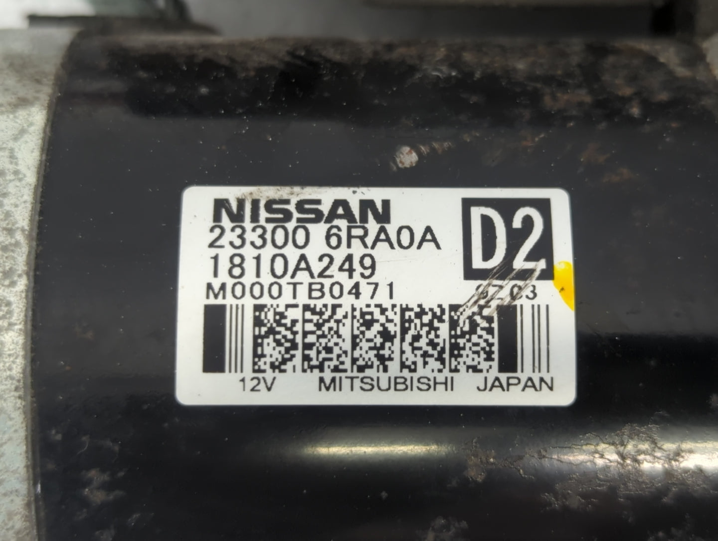 2021 Nissan Rogue Car Starter Motor Solenoid OEM P/N:M000TB0471 1810A249, 23300 6RA0A Fits Fits 2019 2020 2022 OEM Used Auto