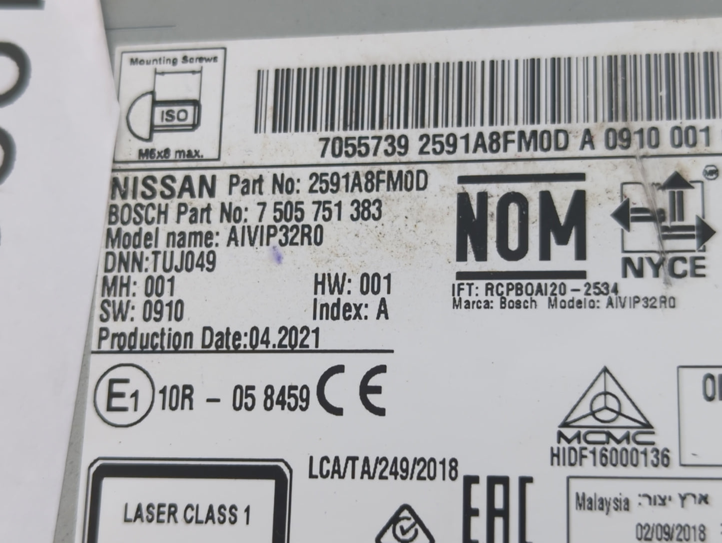 2019-2022 Nissan Rogue Sport Radio AM FM Cd Player Receiver Replacement P/N:2591A8FM0D Fits Fits 2019 2020 2021 2022 OEM Use