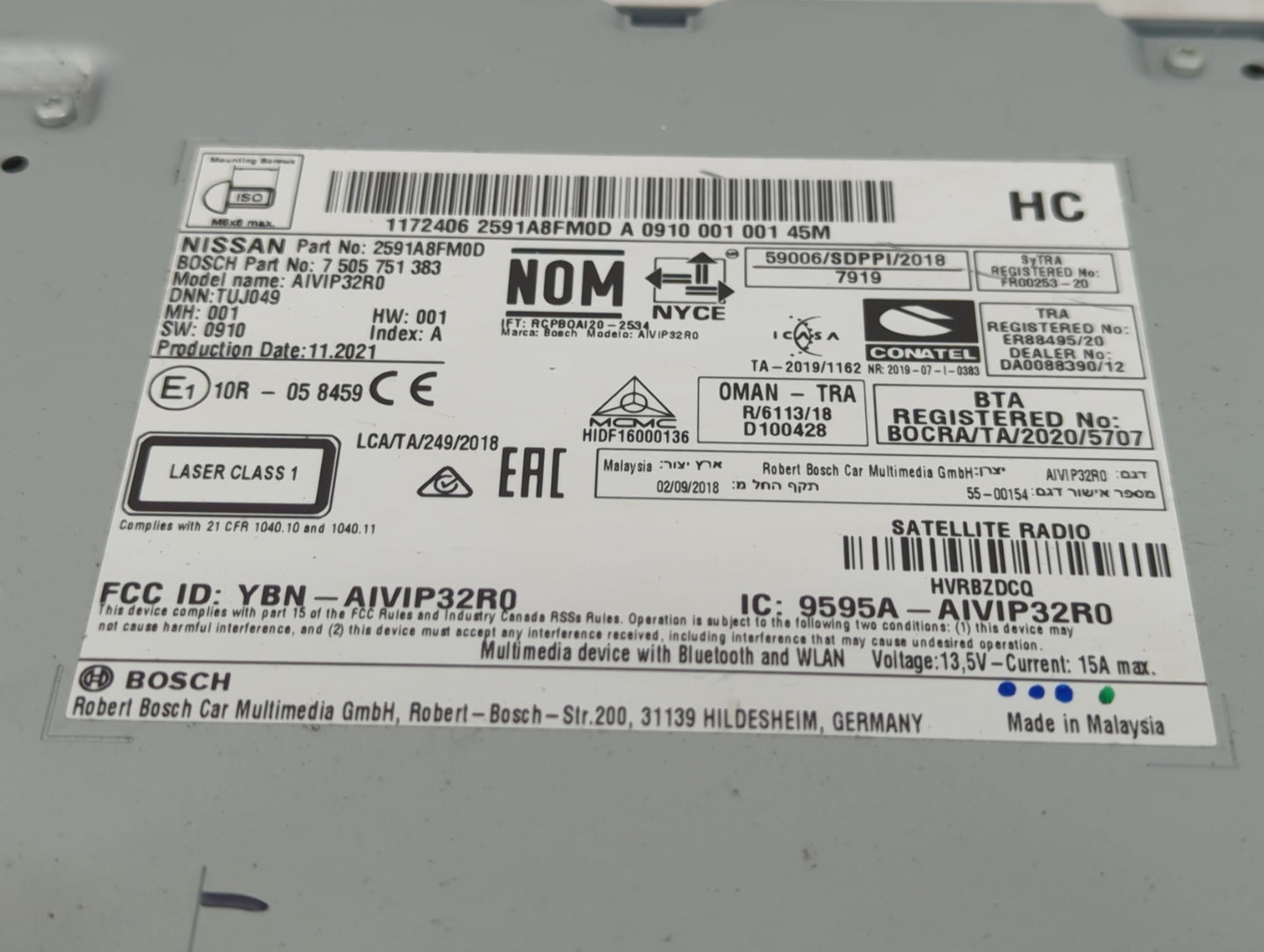 2019-2022 Nissan Rogue Sport Radio AM FM Cd Player Receiver Replacement P/N:2591A8FM0D Fits Fits 2019 2020 2021 2022 OEM Use