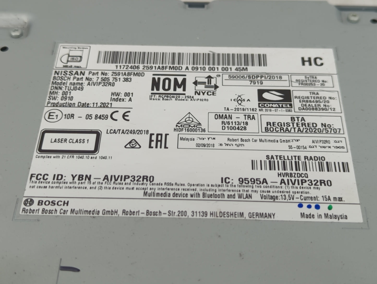 2019-2022 Nissan Rogue Sport Radio AM FM Cd Player Receiver Replacement P/N:2591A8FM0D Fits Fits 2019 2020 2021 2022 OEM Use