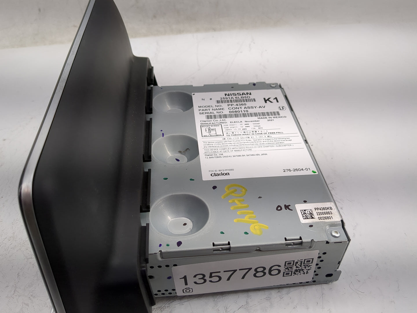 2020-2022 Nissan Sentra Radio AM FM Cd Player Receiver Replacement P/N:2591A 6LB5D 2591A 6LB5A Fits Fits 2020 2021 2022 OEM 