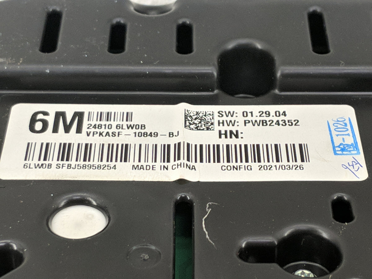 2022 Nissan Sentra Instrument Cluster Speedometer Gauges P/N:24810 6LW0B VPKASF-10849-BJ, PWB24352 Miles: Fits OEM Used Auto