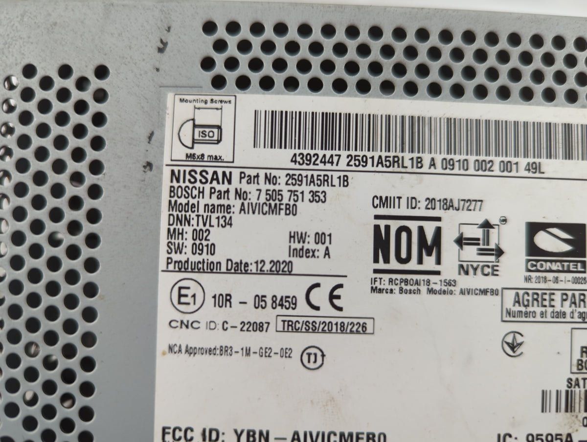 2020-2021 Nissan Versa Radio AM FM Cd Player Receiver Replacement P/N:2591A5RL1B 7505751353, AIVICMFB0 Fits Fits 2020 2021 O