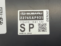 2021 Subaru Xv PCM Engine Control Computer ECU ECM PCU OEM P/N:22765AP931 115600-1581 Fits OEM Used Auto Parts - Oemusedauto