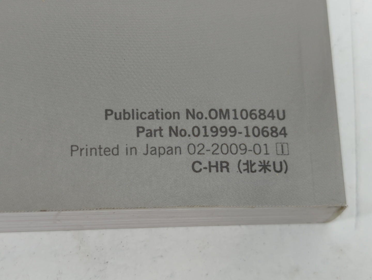 2021 Toyota C-Hr Owners Manual Book Guide P/N:OM10684U 01999-10684 OEM Used Auto Parts - Oemusedautoparts1.com