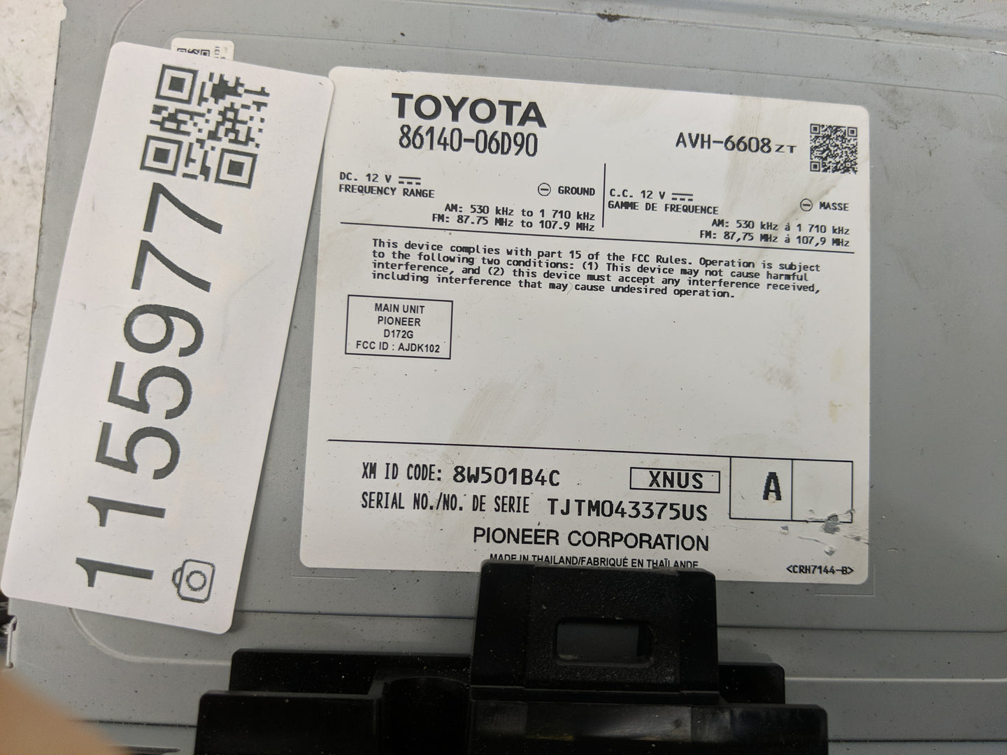 2020-2022 Toyota Camry Radio AM FM Cd Player Receiver Replacement P/N:86140-06D90 Fits Fits 2020 2021 2022 OEM Used Auto Par