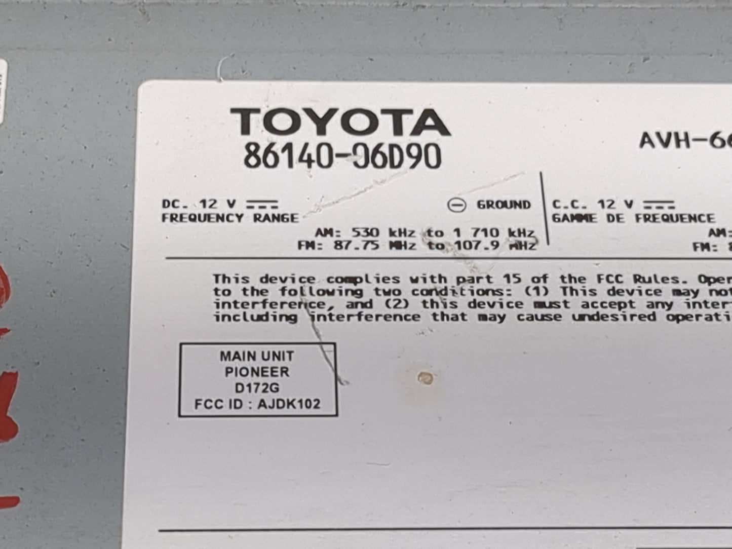 2020-2022 Toyota Camry Radio AM FM Cd Player Receiver Replacement P/N:86140-06D90 AJDK102, D172G Fits Fits 2020 2021 2022 OE