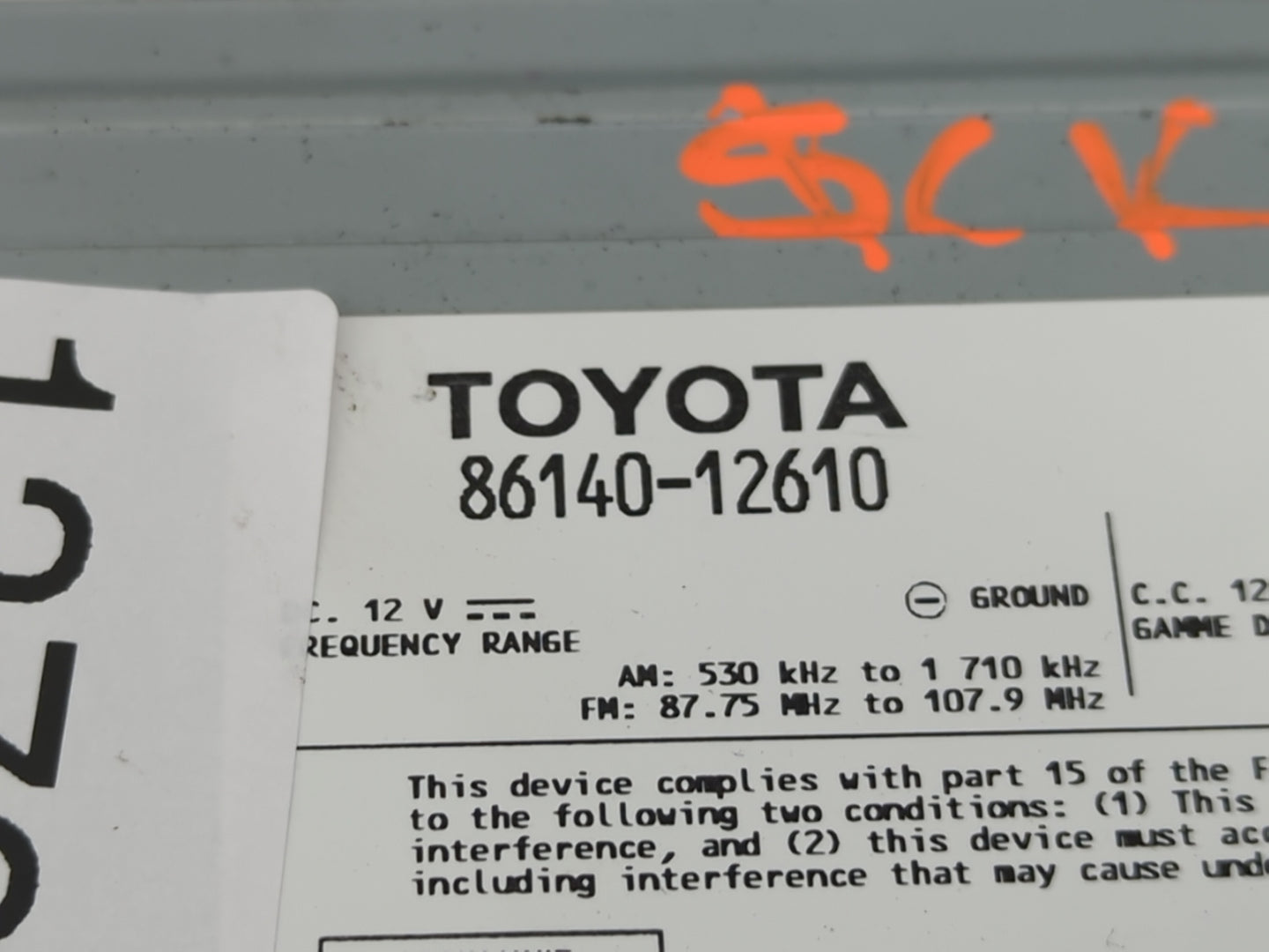 2021 Toyota Corolla Radio AM FM Cd Player Receiver Replacement P/N:86140-12610 Fits OEM Used Auto Parts - Oemusedautoparts1.