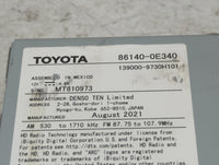 2020-2022 Toyota Highlander Radio AM FM Cd Player Receiver Replacement P/N:86140-0E340 139000-9730H101 Fits Fits 2020 2021 2
