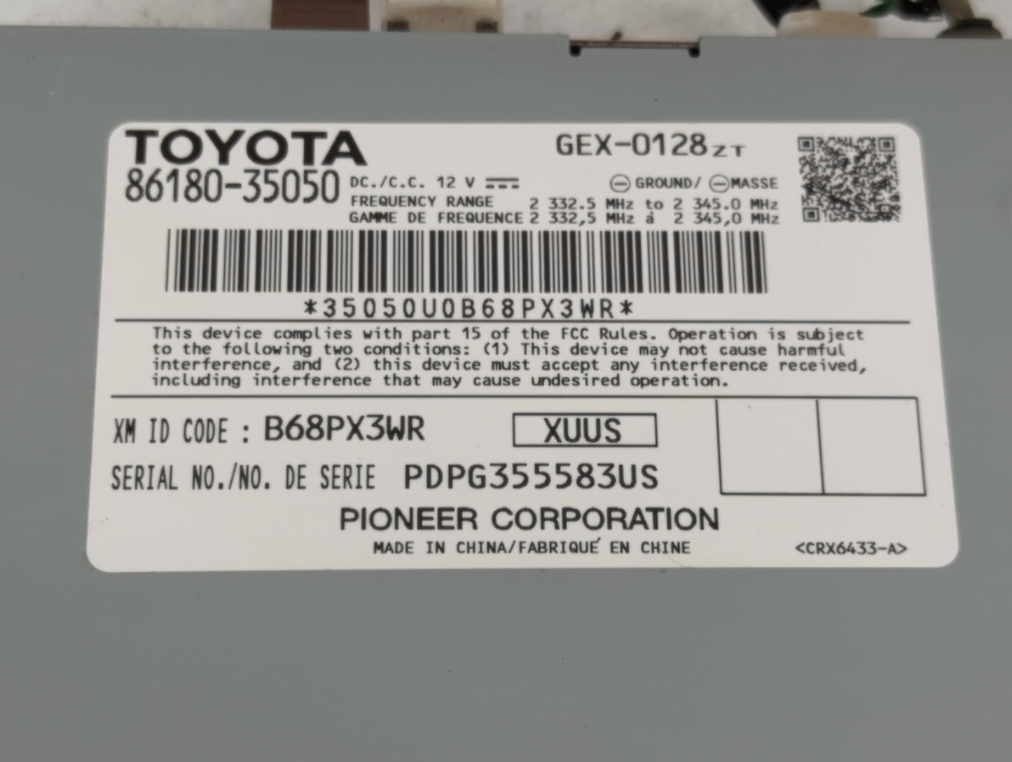 2020-2022 Toyota Prius Radio AM FM Cd Player Receiver Replacement P/N:86180-35050 Fits Fits 2020 2021 2022 OEM Used Auto Par