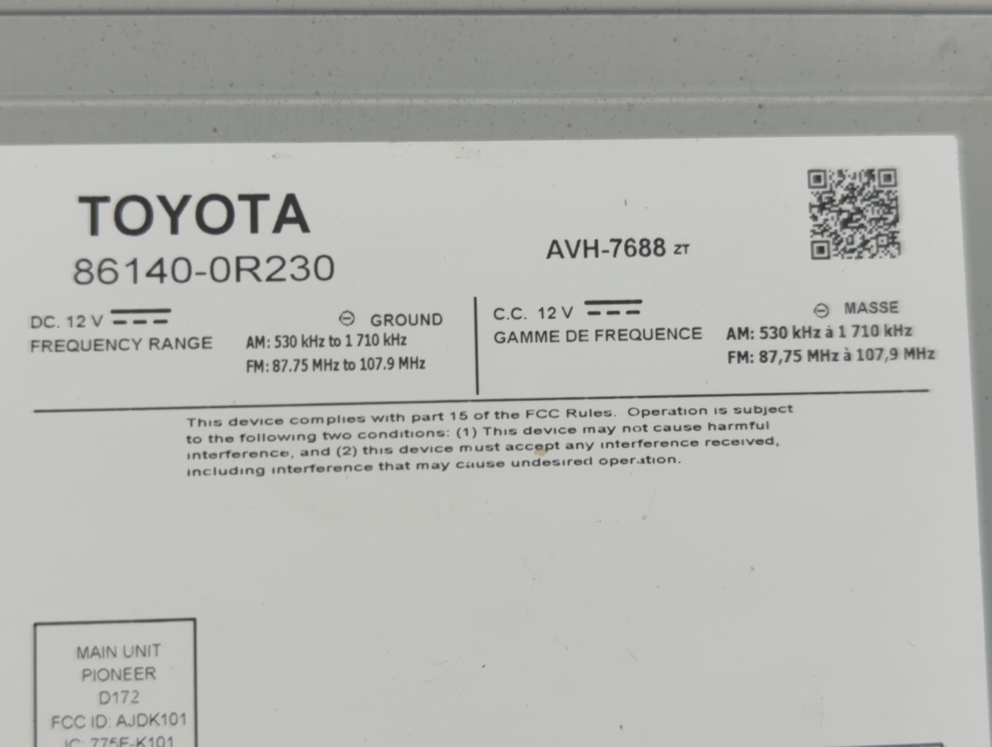 2019-2021 Toyota Rav4 Radio AM FM Cd Player Receiver Replacement P/N:86140-0R230 86140-0R350 Fits Fits 2019 2020 2021 OEM Us