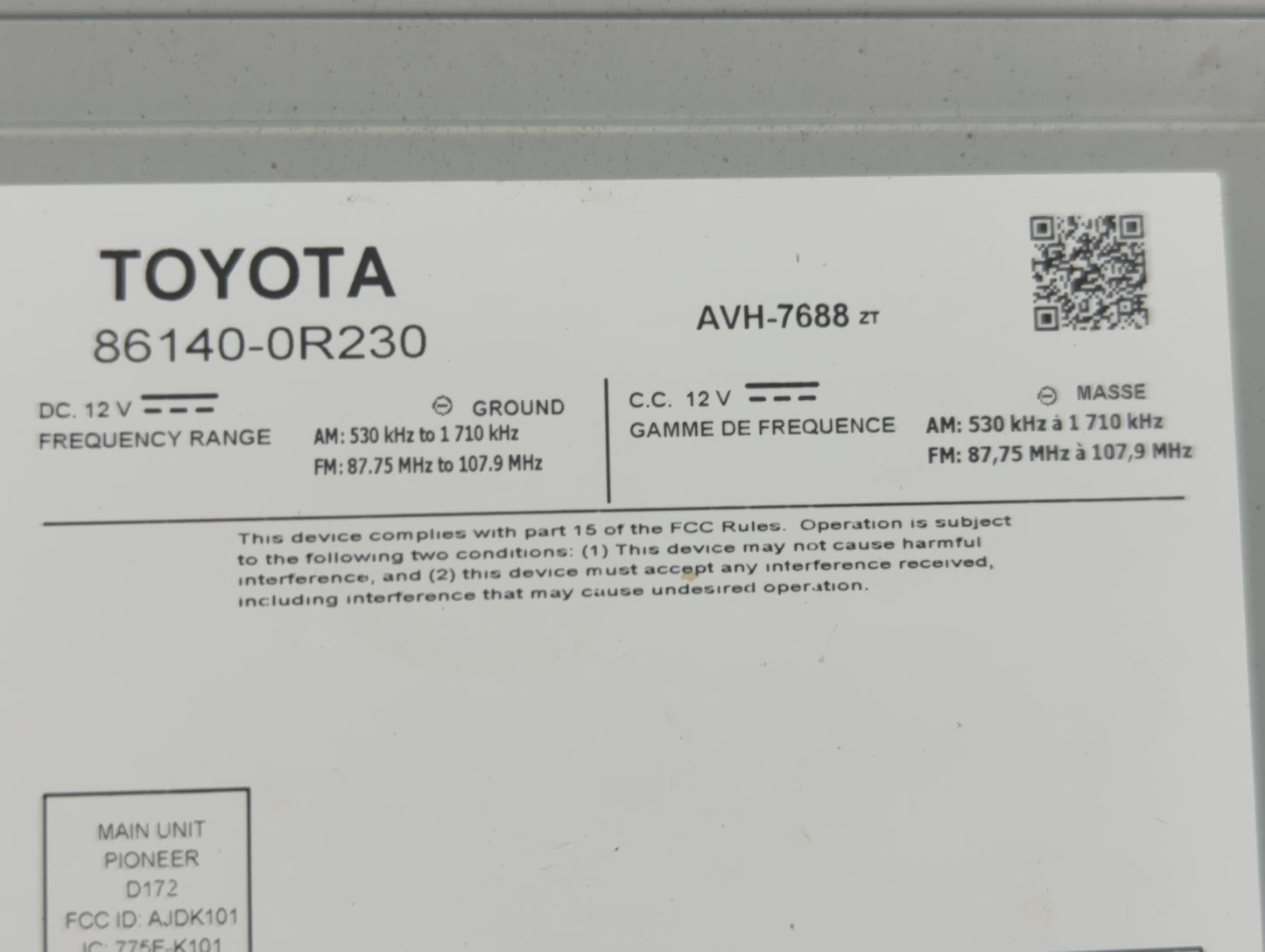 2019-2021 Toyota Rav4 Radio AM FM Cd Player Receiver Replacement P/N:86140-0R230 86140-0R350 Fits Fits 2019 2020 2021 OEM Us
