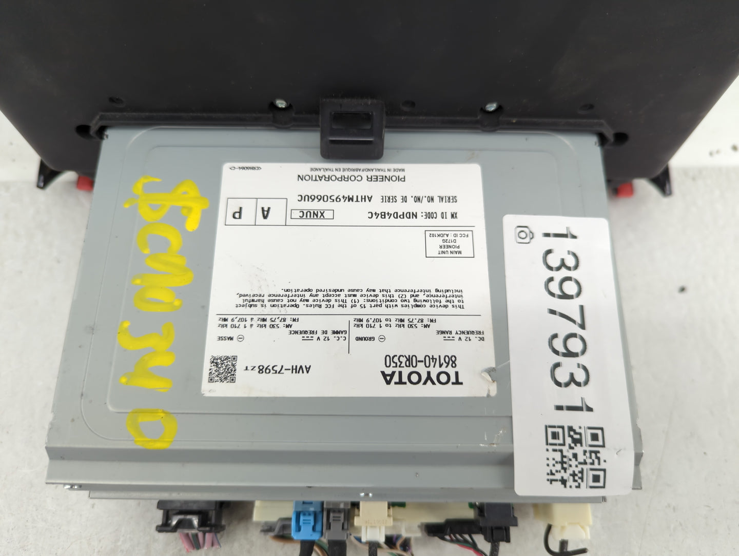 2019-2021 Toyota Rav4 Radio AM FM Cd Player Receiver Replacement P/N:86140-0R350 Fits Fits 2019 2020 2021 OEM Used Auto Part