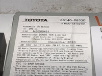 2021-2022 Toyota Sienna Radio AM FM Cd Player Receiver Replacement P/N:86140-08530 114000-54102101, BABFT0106B Fits Fits 202