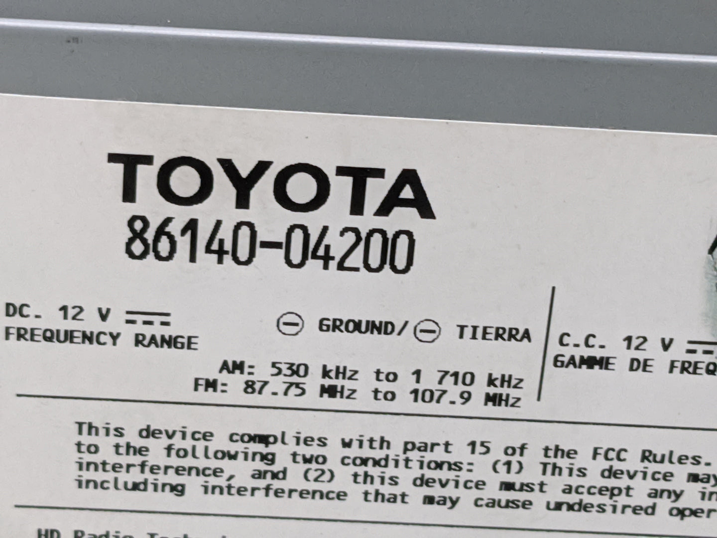 2020-2022 Toyota Tacoma Radio AM FM Cd Player Receiver Replacement P/N:86140-04200 AVH-3498, B9MW7A47 Fits Fits 2020 2021 20