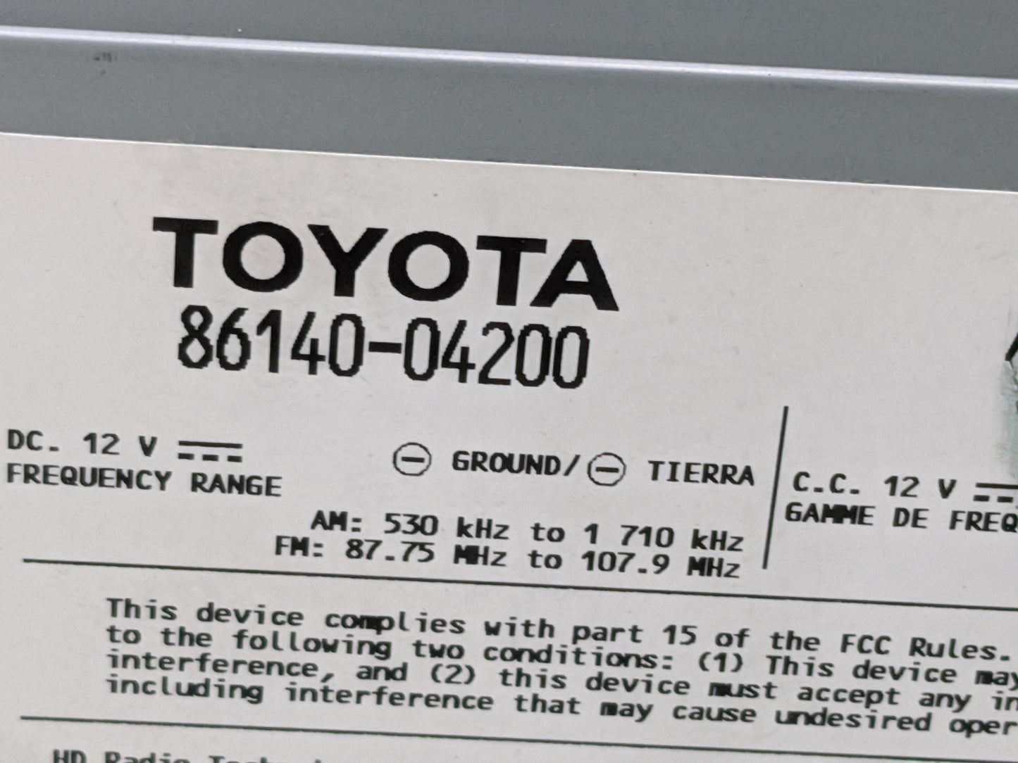 2020-2022 Toyota Tacoma Radio AM FM Cd Player Receiver Replacement P/N:86140-04200 AVH-3498, B9MW7A47 Fits Fits 2020 2021 20