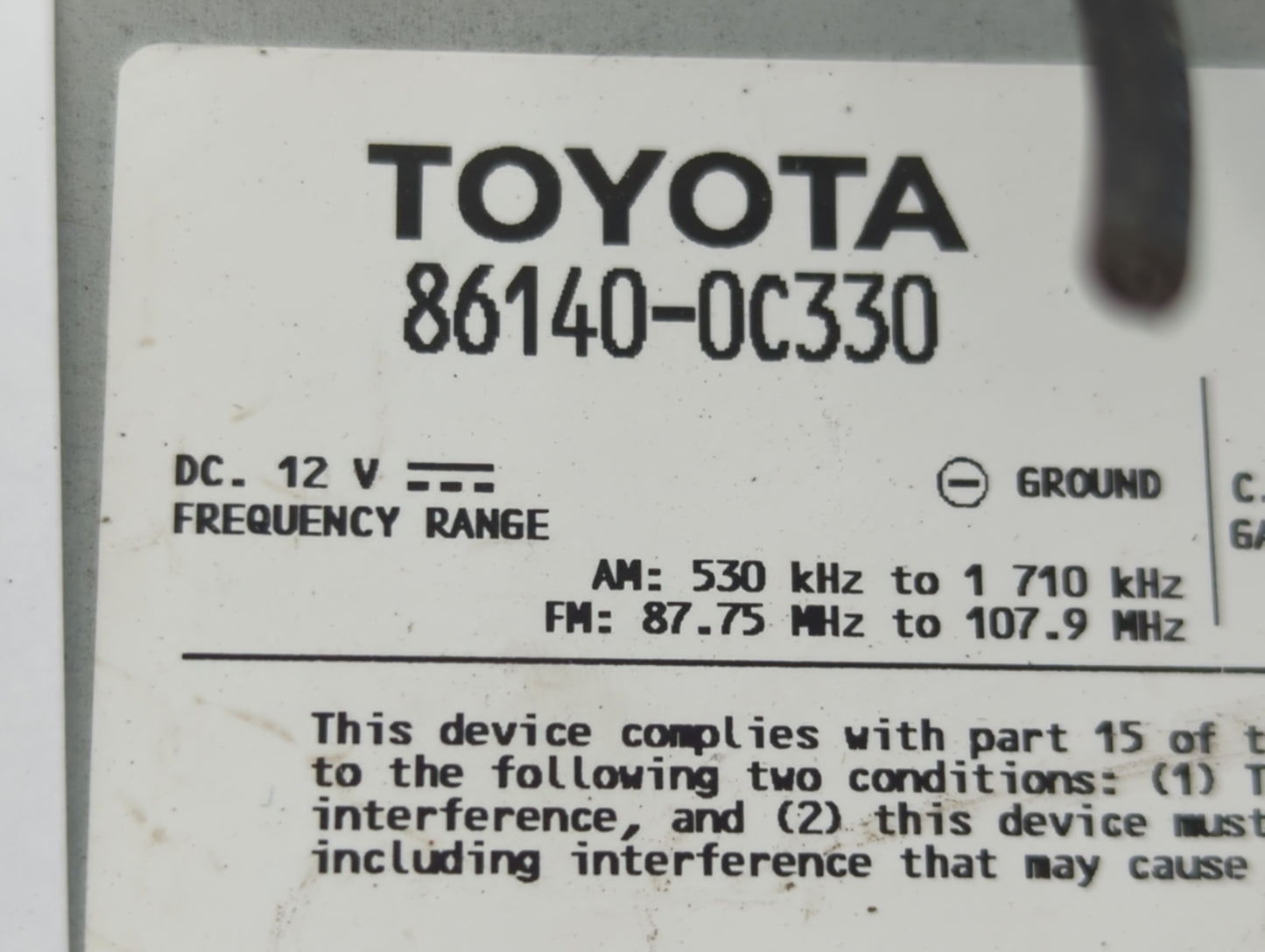 2020-2021 Toyota Tundra Radio AM FM Cd Player Receiver Replacement P/N:86140-0C330 Fits Fits 2020 2021 OEM Used Auto Parts -
