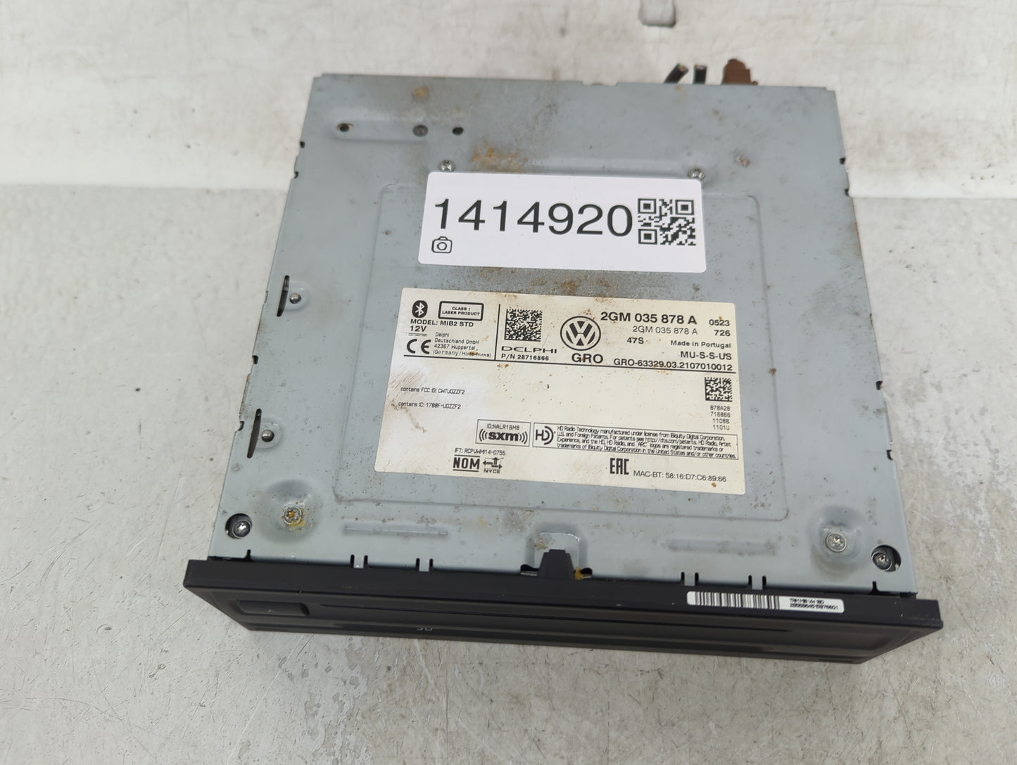 2020-2022 Volkswagen Atlas Radio AM FM Cd Player Receiver Replacement P/N:2GM 035 878 A Fits Fits 2020 2021 2022 OEM Used Au