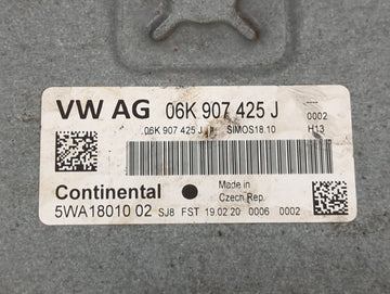 2021 Volkswagen Atlas PCM Engine Control Computer ECU ECM PCU OEM P/N:06K 907 425 J 5WA18010 02, SIMOS18.10 Fits OEM Used Auto Parts